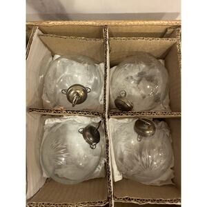 Set of 4 Vintage Lillian Vernon Cut Glass Christmas Ornaments in Original Box